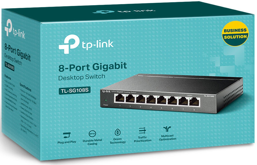TP-Link - Switch TP-Link TL-SG108S 8 Portas Gigabit 10/100/1000Mbps
