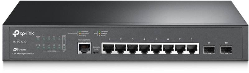 Switch TP-Link SG3210 JetStream 8 Portas Gigabit L2+ Managed Switch c/ 2 SFP Slots