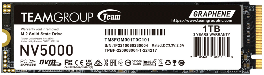 Picture of Picture of SSD Team Group NV5000 1TB Gen4 M.2 NVMe (4500/1900MB/s)
