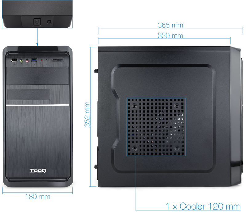 Caixa Micro-ATX Tooq C/ Fonte 500W + 1x USB 3.0 Preta