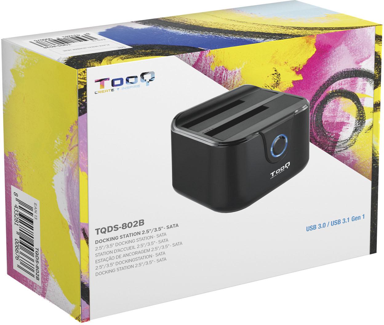 Tooq - Dock Tooq para 2x SATA 2.5/3.5 OTB USB 3.0 Preto