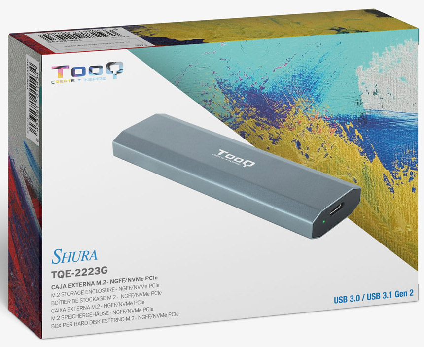 Tooq - Caixa SSD Tooq M.2 NGFF/NVMe SSD USB 3.1 Gen 2 Cinza