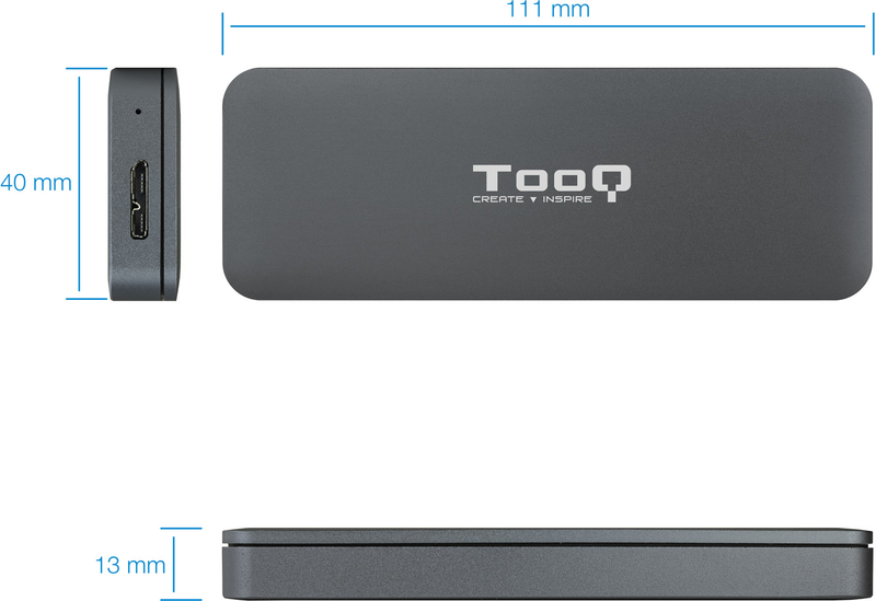 Tooq - Caixa SSD Tooq M.2 NGFF USB 3.1 Gen 1 Cinzenta