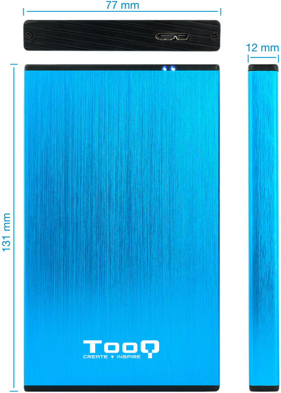 Tooq - Caixa HDD Tooq 2.5" SATA (9,5mm) USB 3.0/3.1 Gen 1 Azul Metalizado