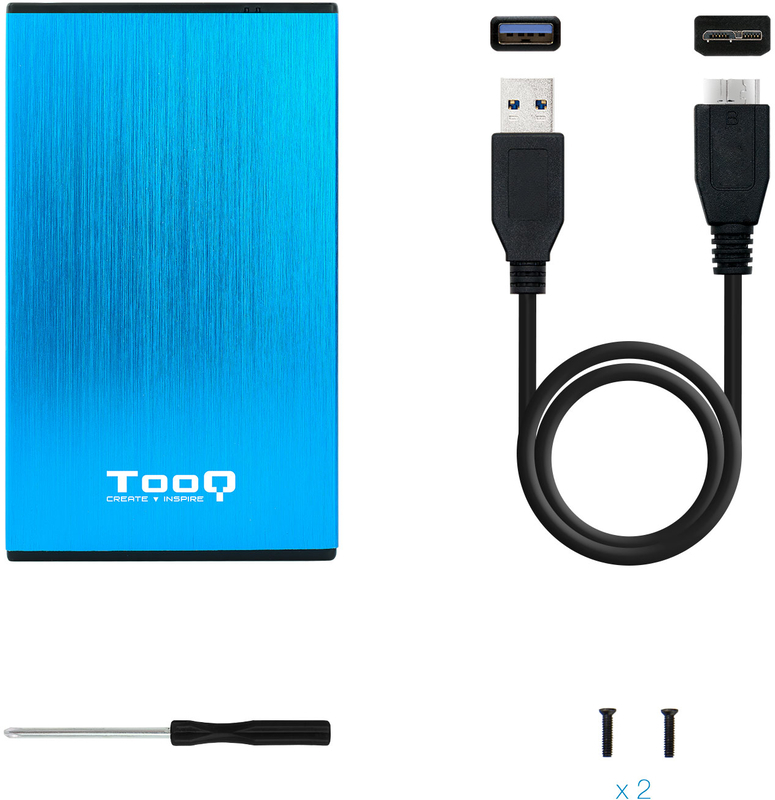Tooq - Caixa HDD Tooq 2.5" SATA (9,5mm) USB 3.0/3.1 Gen 1 Azul Metalizado