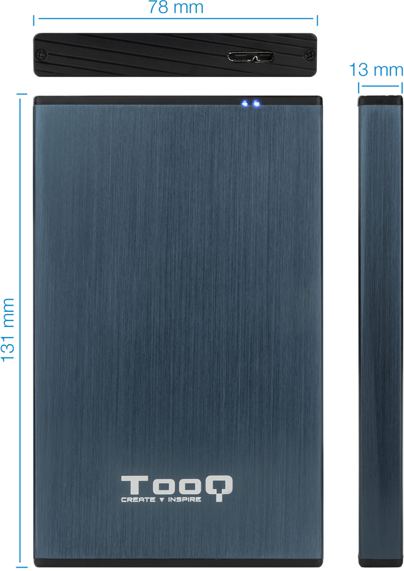 Tooq - Caixa HDD Tooq 2.5" SATA (9,5mm) USB 3.0/3.1 Gen 1 Azul Pacífico