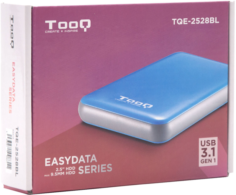 Tooq - Caixa HDD Tooq 2.5" SATA (9,5mm) UASP Tool Less USB 3.1 Gen 1 Azul