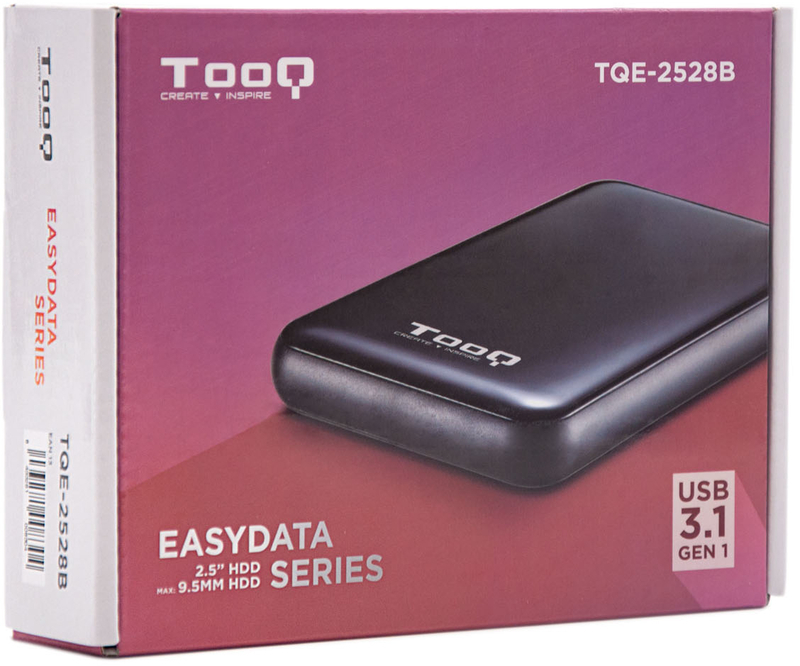Tooq - Caixa HDD Tooq 2.5" SATA (9,5mm) UASP Tool Less USB 3.1 Gen 1 Preto