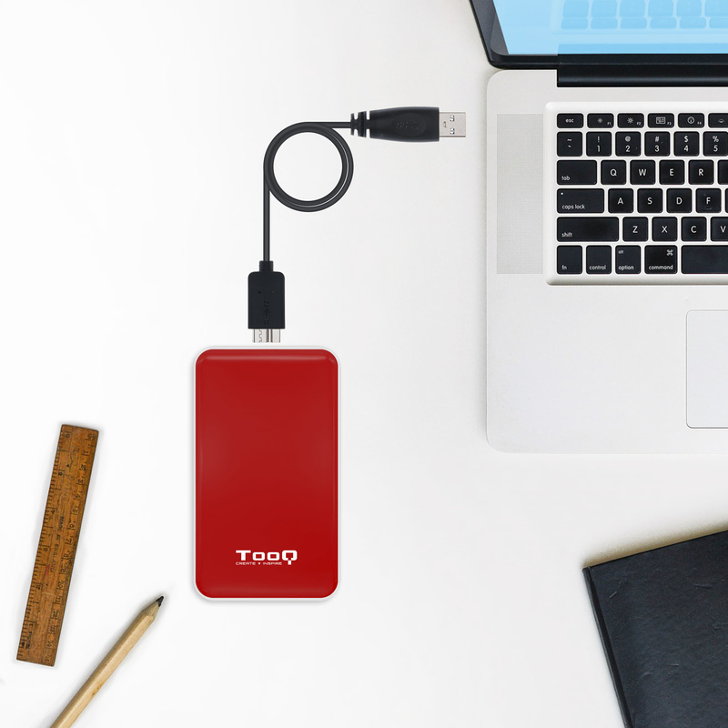 Tooq - Caixa HDD Tooq 2.5" SATA (9,5mm) UASP Tool Less USB 3.1 Gen 1 Vermelho