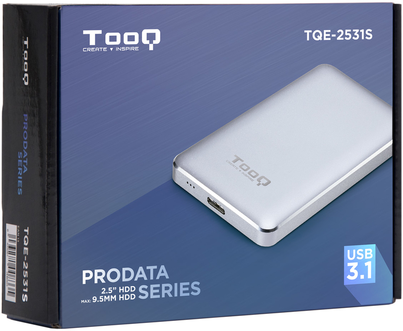 Tooq - Caixa HDD Tooq 2.5" SATA (9,5mm) UASP USB 3.1 Gen 1 Prateado