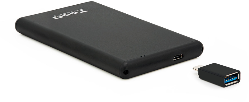 Tooq - Caixa HDD Tooq 2.5" SATA (9,5mm) USB C 3.1 Aluminio Preto
