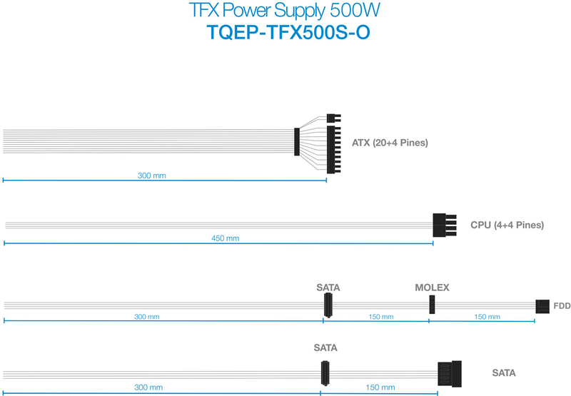 Tooq - Fonte de Alimentação Tooq TQEP-TFX500S-O TFX 500W
