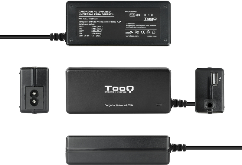 Tooq - ** B Grade ** Carregador de Portátil Tooq 65W 1x USB Automático