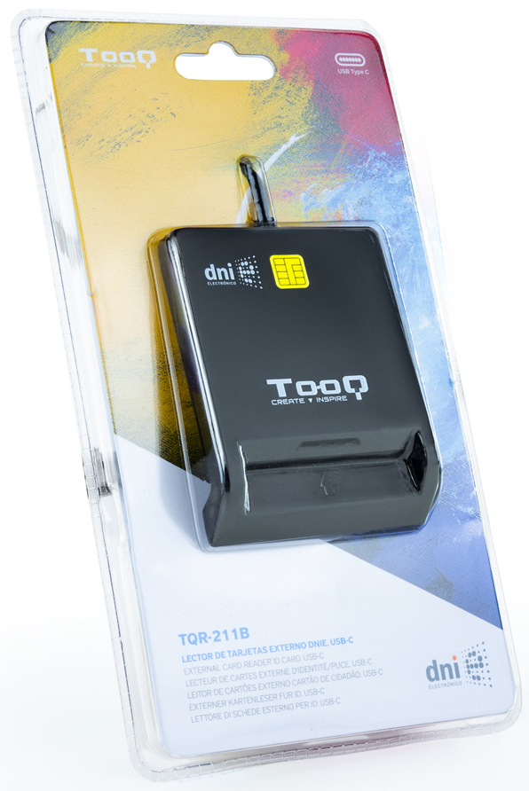Tooq - Leitor de Cartões Tooq Cartão de Cidadão / DNIe 4.0 / SIM USB-C Preto