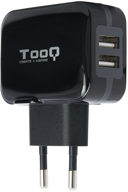 Carregador Tooq 2x USB 5V 3.4A com Controlo AI - Preto