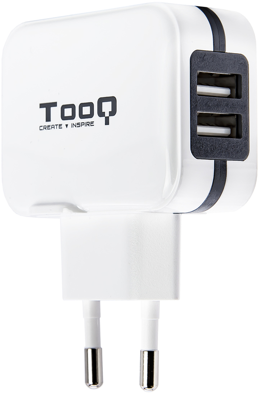 Carregador Tooq 2x USB 5V 3.4A com Controlo AI - Branco