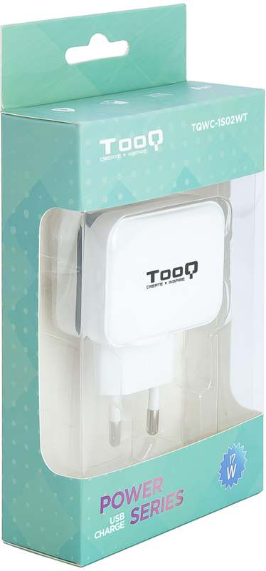 Tooq - Carregador Tooq 2x USB 5V 3.4A com Controlo AI Branco