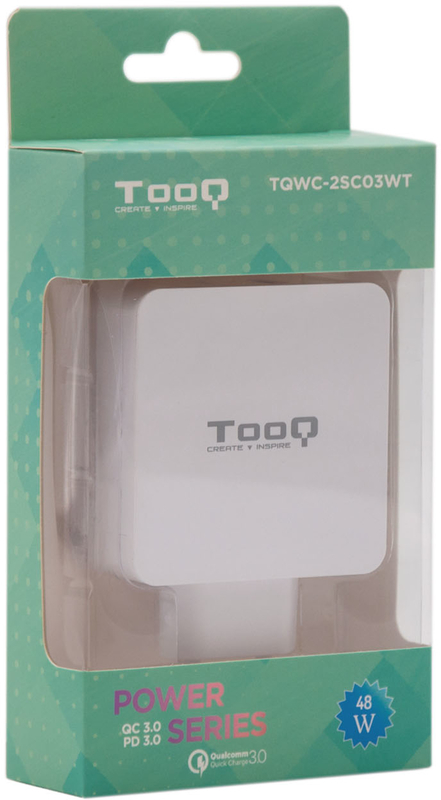 Tooq - Carregador Tooq Duplo USB-C PD + USB-A QC 3.0 48W Branco