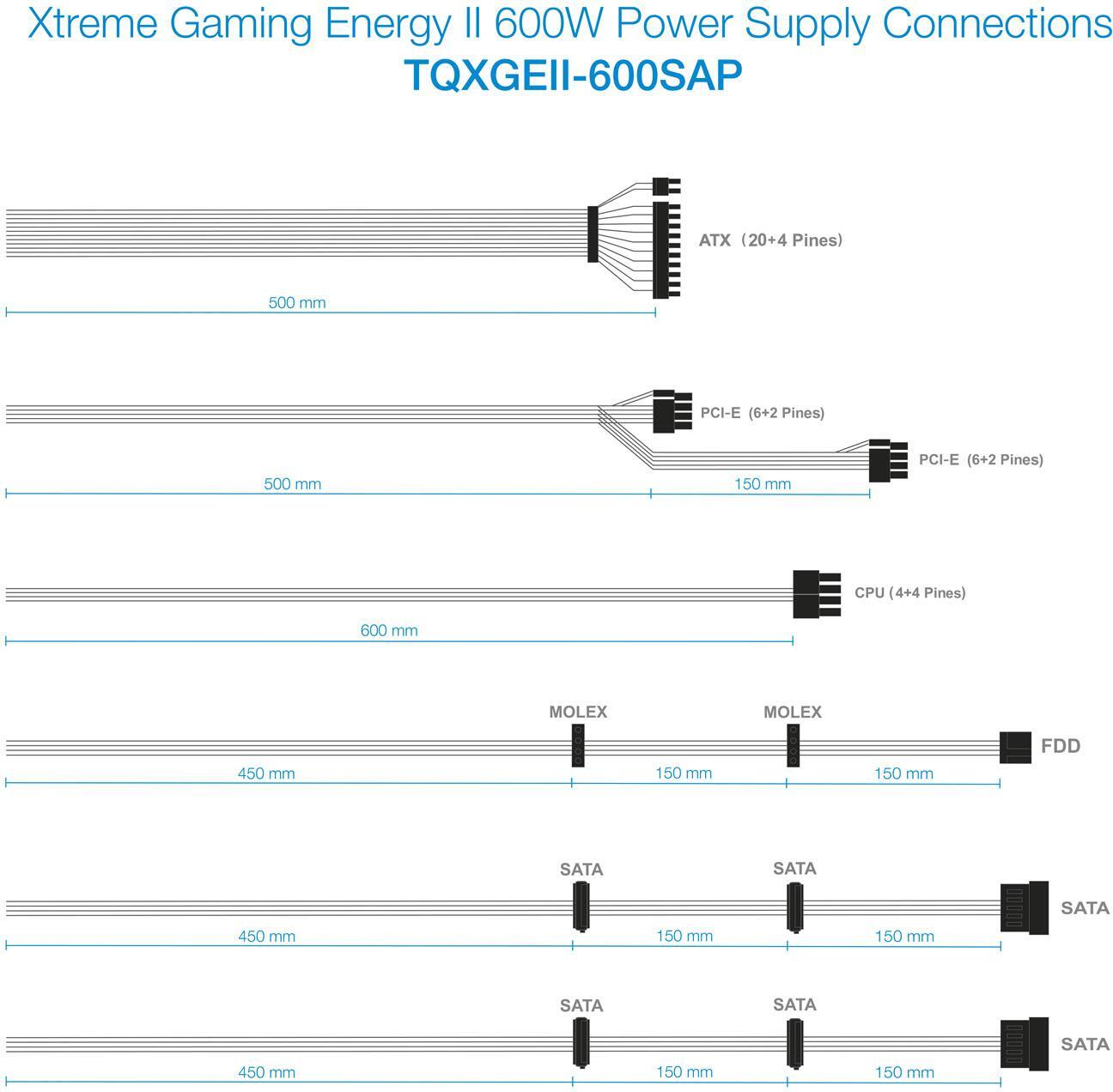 Tooq - ** B Grade ** Fonte de Alimentação Tooq Xtreme Gaming Energy II 600W 80+ Bronze c/LED