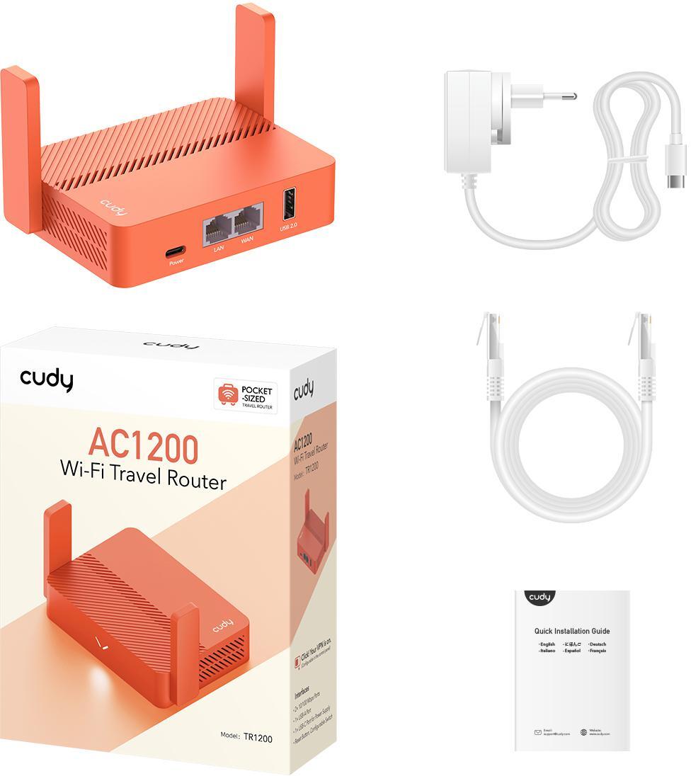 Cudy - Router Cudy TR1200 AC1200 Wireless Mini VPN Router with USB 10/100Mpbs