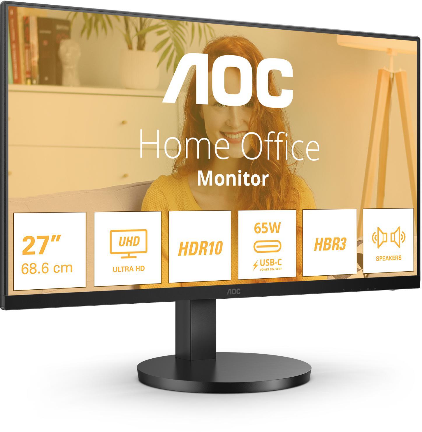 Monitor AOC 27" U27B3CF IPS 4K 60Hz USB-C (PD65W) Ajuste em Altura