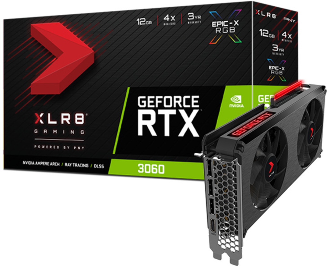 Gráfica PNY GeForce® RTX 3060 XLR8 Gaming REVEL EPIC-X Dual Fan 12G