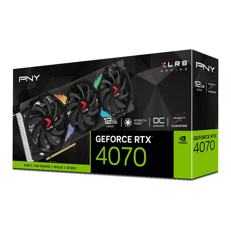 PNY - Gráfica PNY GeForce® RTX 4070 XLR8 Gaming VERTO OC 12GB GDDR6 DLSS3