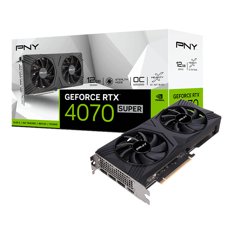 PNY - Gráfica PNY GeForce® RTX 4070 SUPER LED OC 12GB GDDR6 DLSS3