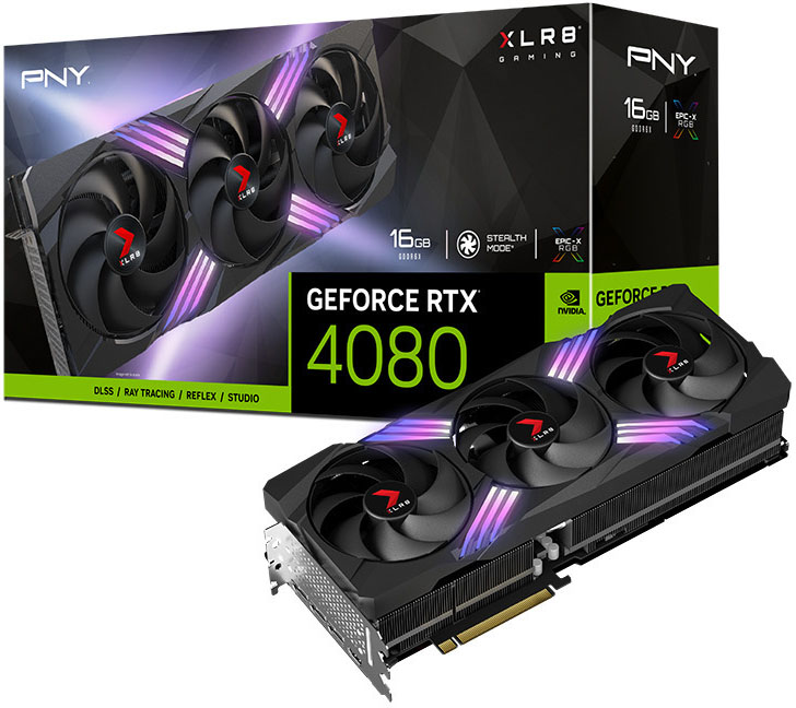 Gráfica PNY GeForce® RTX 4080 XLR8 Gaming VERTO EPIC-X  Triple Fan 16GB GDDR6X DLSS3