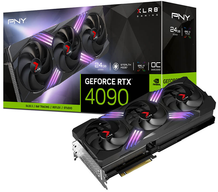 PNY - Gráfica PNY GeForce® RTX 4090 XLR8 Gaming VERTO EPIC-X OC Tripple Fan 24GB GDDR6X DLSS3