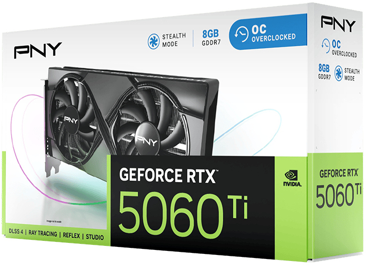 PNY - Gráfica PNY GeForce® RTX 5060 Ti Dual Fan OC 8GB GDDR7 DLSS4