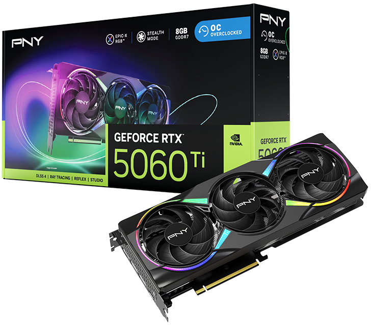 PNY - Gráfica PNY GeForce® RTX 5060 Ti Gaming RGB Triple Fan OC 8GB GDDR7 DLSS4