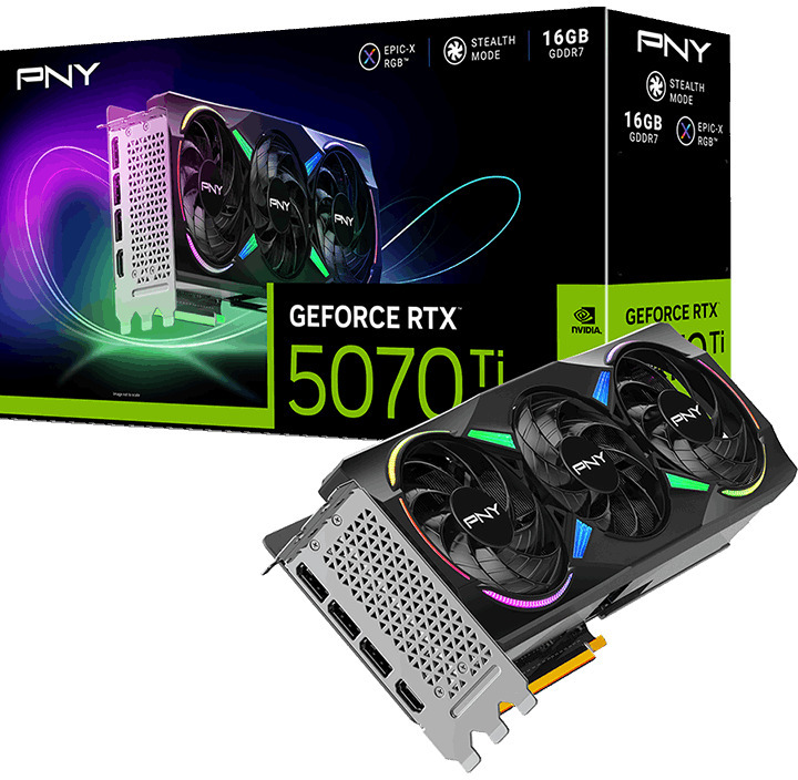 PNY - Gráfica PNY GeForce® RTX 5070 Ti Gaming RGB Triple Fan OC 16GB GDDR7 DLSS4