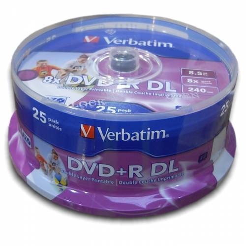 DVD+R DL Verbatim 8x Imprimíveis Pack 25