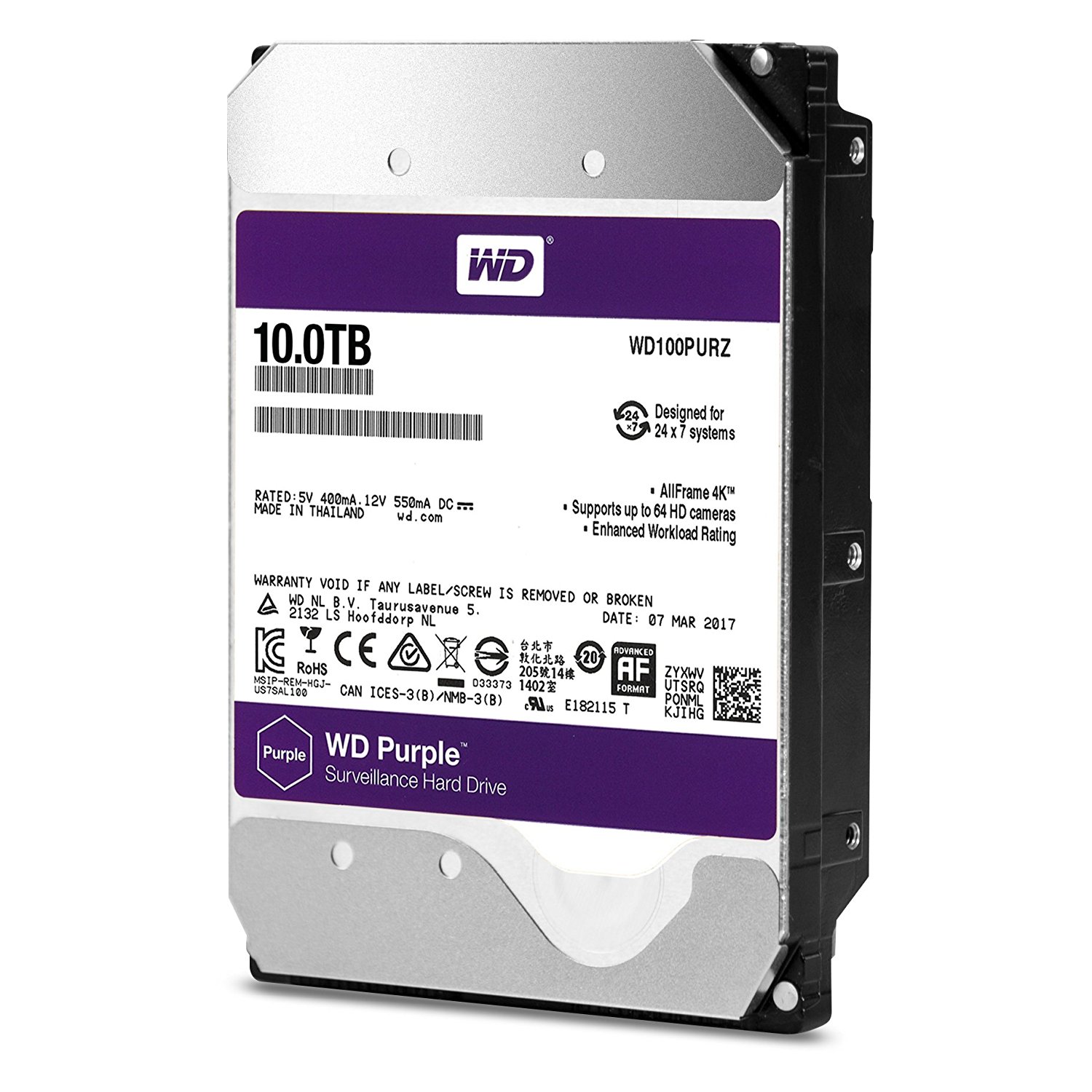 Disco Western Digital Purple 10TB 5400rpm 256MB SATA III