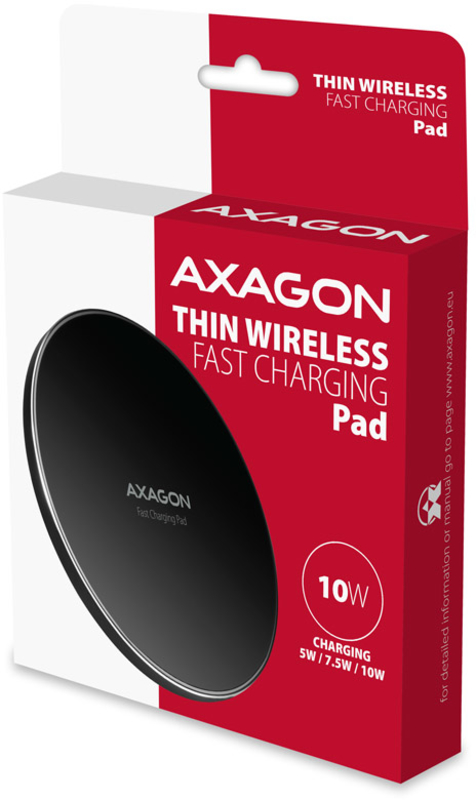 AXAGON - Carregador Wireless AXAGON WDC-P10T, Qi 5 / 7.5 / 10W, micro-USB