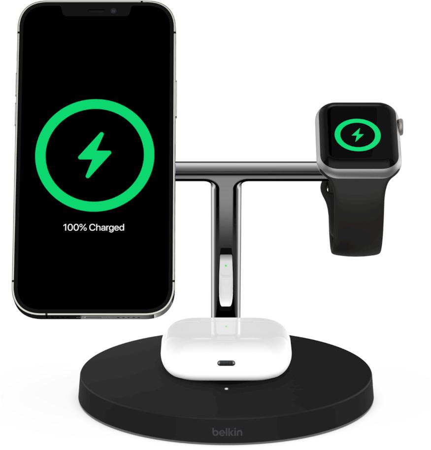 Belkin - Base de Carregamento Belkin 3-in-1 Boost Charge Pro com MagSafe 15W Preto