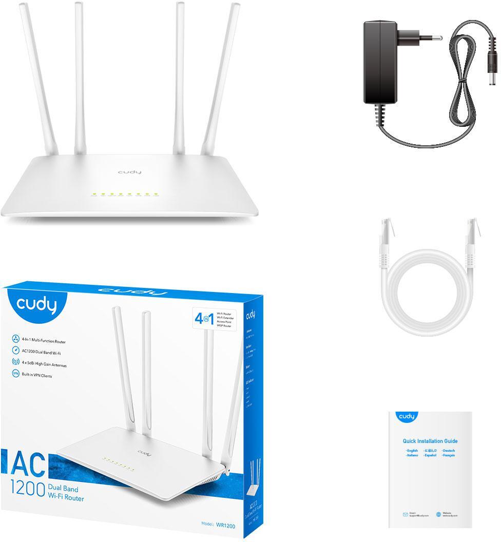 Cudy - Router Cudy WR1200 AC1200 Wi-Fi 10/100Mbps