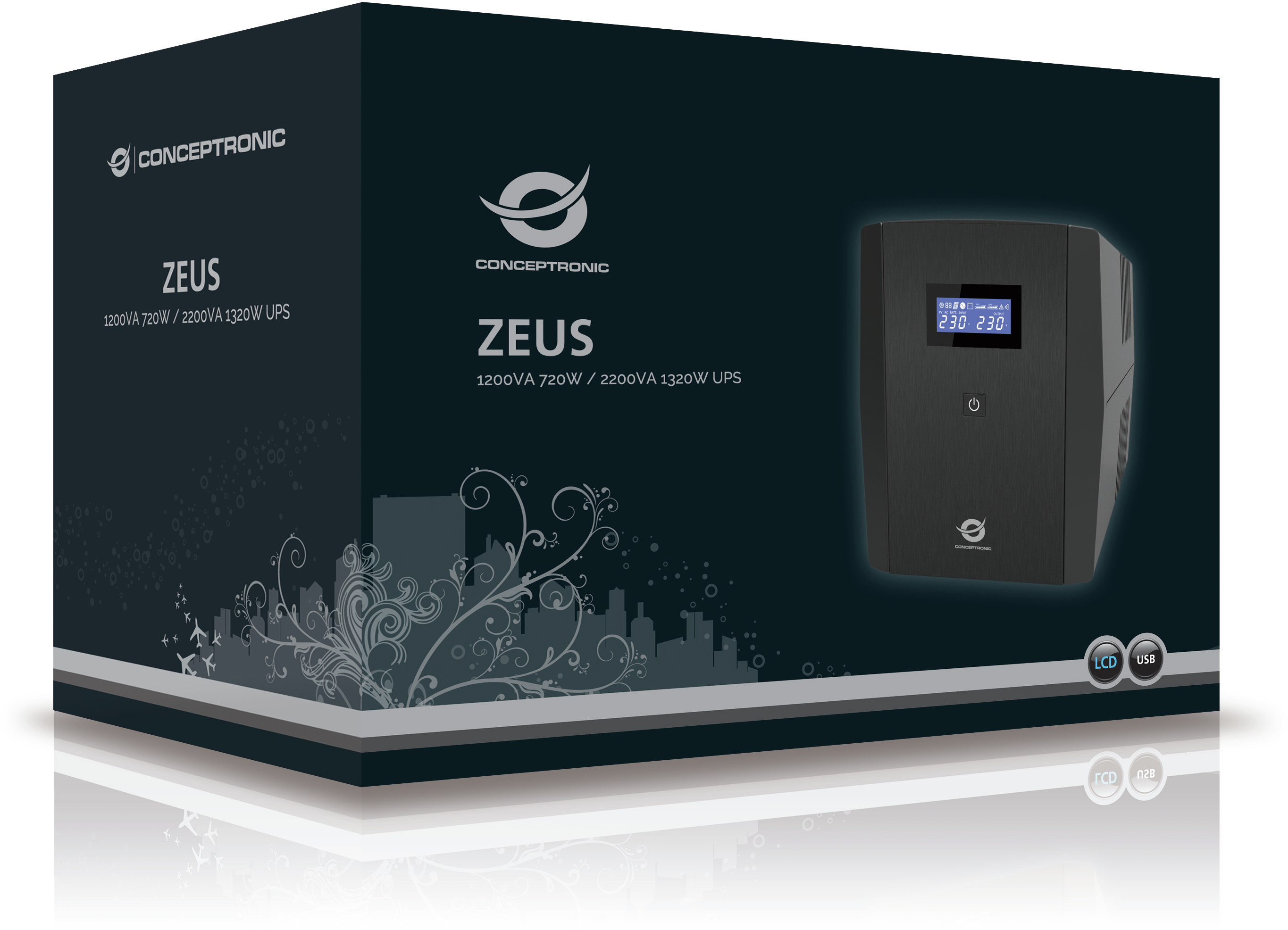 Conceptronic - UPS Conceptronic ZEUS03EM 1200VA/720W IEC + Tomada Schuko
