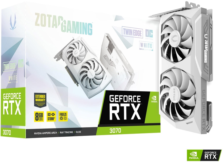 Gráfica ZOTAC GeForce® RTX 3070 Twin Edge White OC 8GB GD6 LHR