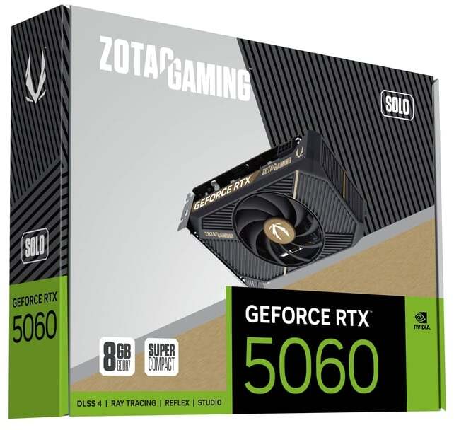 ZOTAC - Gráfica ZOTAC GeForce® RTX 5060 Solo 8GB GDDR7 DLSS4