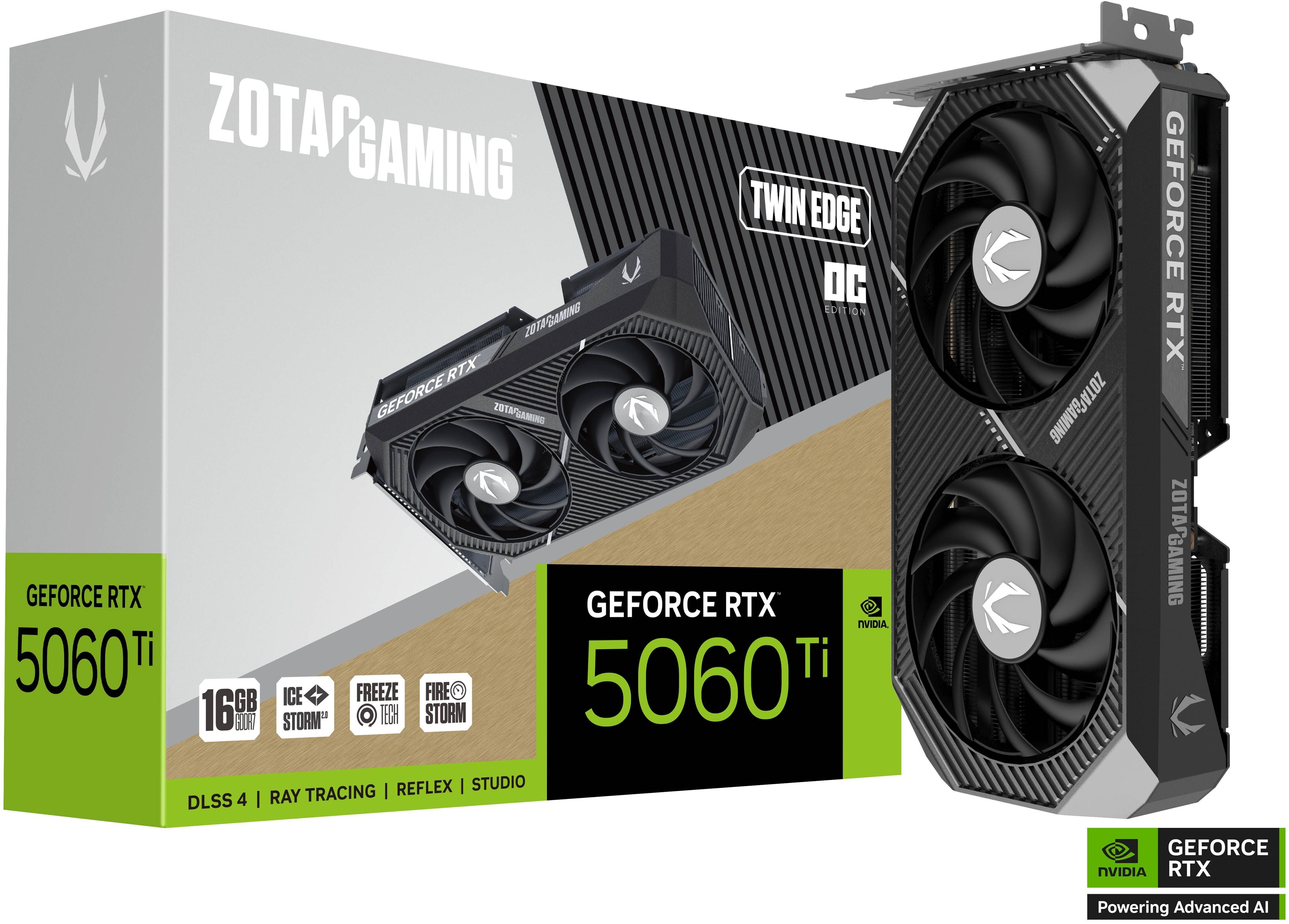 Gráfica ZOTAC GeForce® RTX 5060 Ti Twin Edge OC 16GB GDDR7 DLSS4