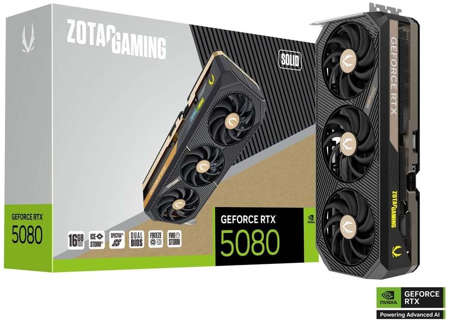 Gráfica ZOTAC GeForce® RTX 5080 Solid 16GB GDDR7 DLSS4