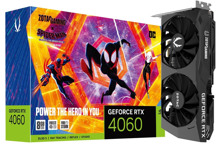 Gráfica ZOTAC GeForce® RTX 4060 Spider-Man: Across The Spider-Verse Bundle 8GB GDDR6 DLSS3