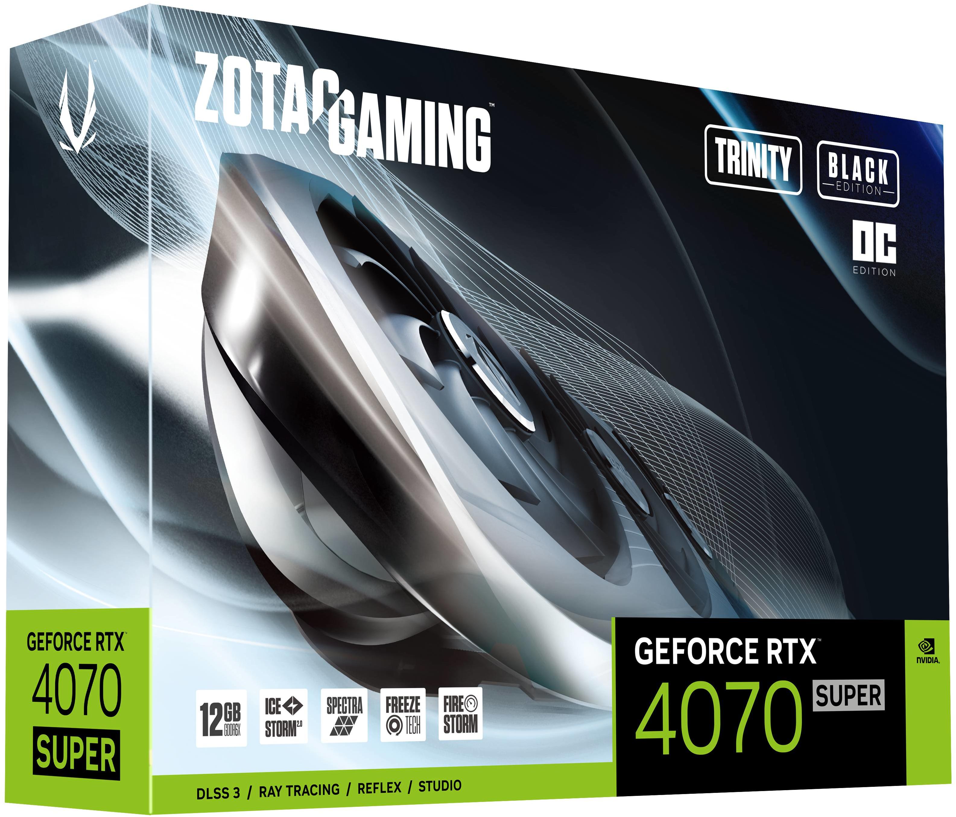 ZOTAC - Gráfica ZOTAC GeForce® RTX 4070 SUPER Trinity Black OC 12GB GDDR6X DLSS3