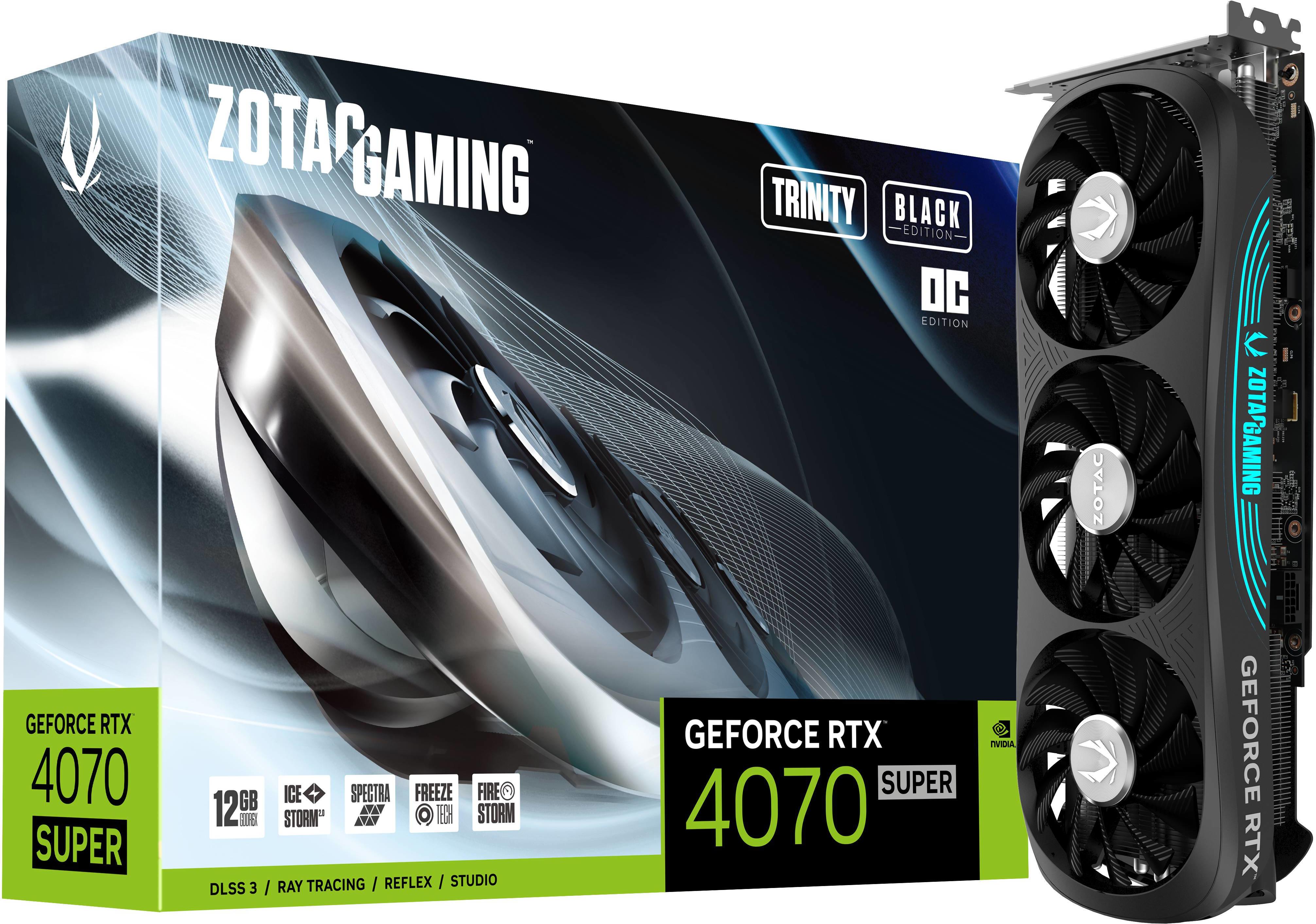 ZOTAC - Gráfica ZOTAC GeForce® RTX 4070 SUPER Trinity Black OC 12GB GDDR6X DLSS3