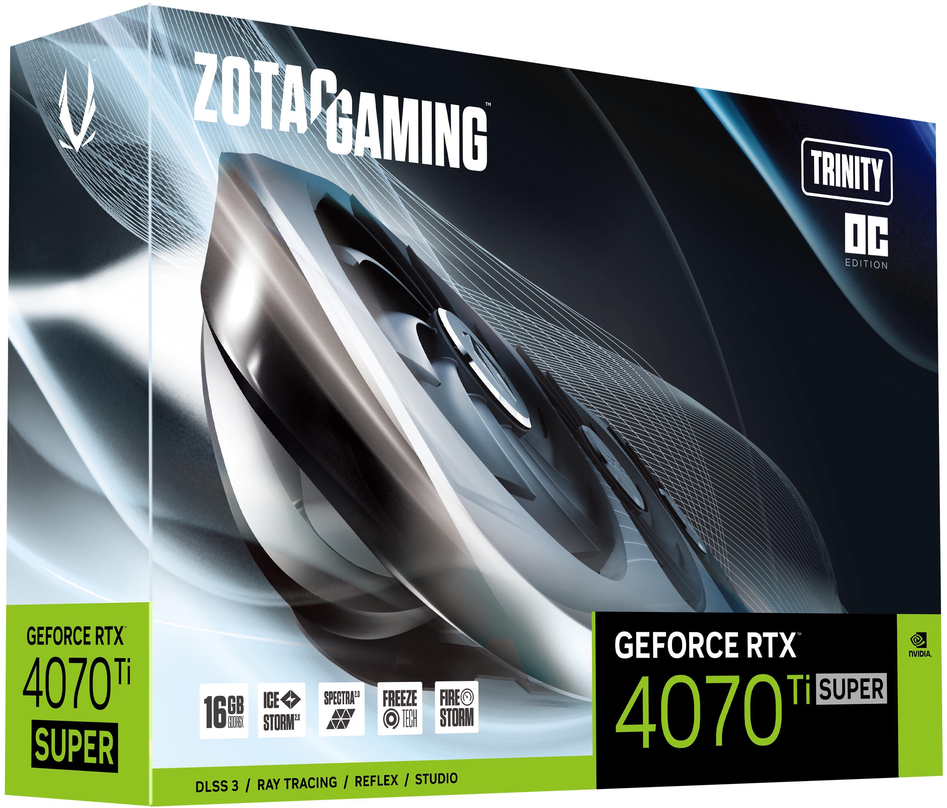 ZOTAC - Gráfica ZOTAC GeForce® RTX 4070 Ti SUPER Trinity Black OC 16GB GDDR6X DLSS3