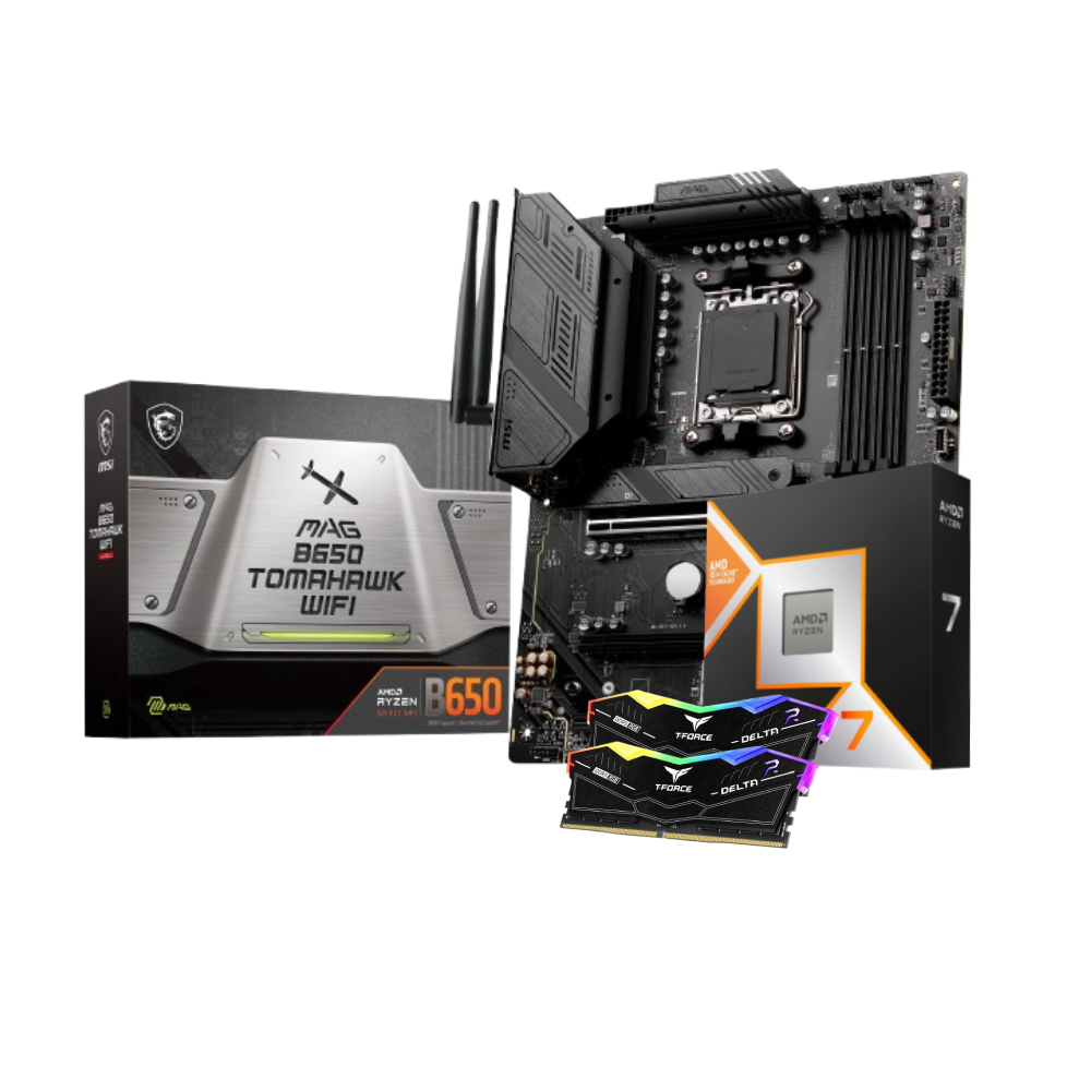 Motherboard MSI MAG B650 TOMAHAWK WIFI + Processador AMD Ryzen 7 9800X3D + Team Group Kit 32GB (2 x 16GB) DDR5 6000MHz Delta Picture of Picture of Motherboard MSI MAG B650 TOMAHAWK WIFI + Processador AMD Ryzen 7 9800X3D + Team Group Kit 32GB (2 x 16GB) DDR5 6000MHz Delta